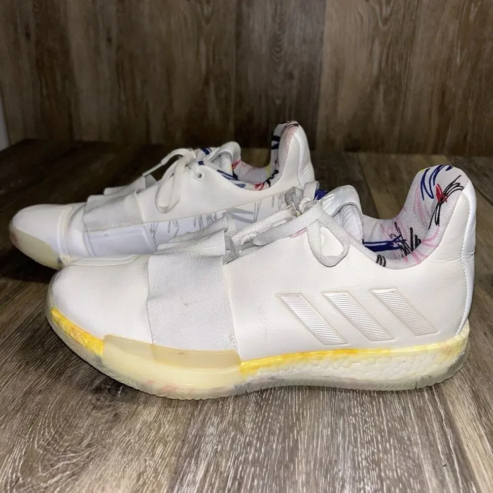 Adidas Harden Vol 3 Doodle Cloud White G54022 Boost Mens Size 8 Basketball Shoes